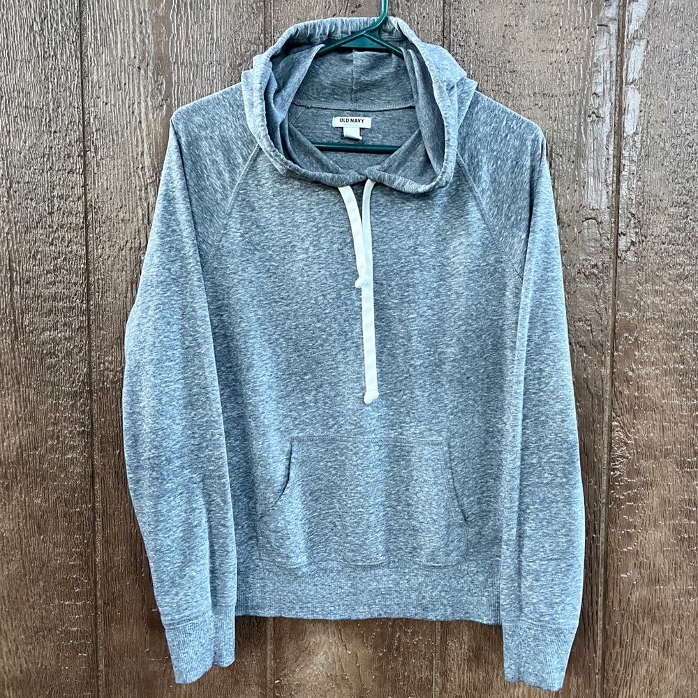 Old Navy Marbled Heather Gray Lightweight Pullover Hoodie Size Medium